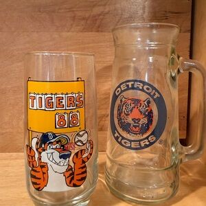 Glass Mug and Tumbler Set - Orange and Blue- Go Tigers!